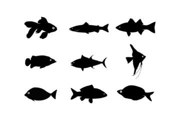 Fish Silhouette Set, Fish Vector Silhouette