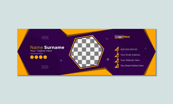 Professional corporate email signature template with modern geometric design elements