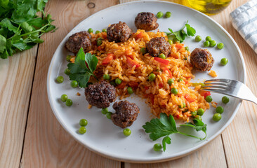 Meatballs with rice