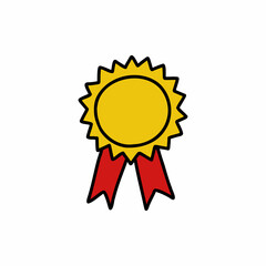 medal doodle icon, vector color line illustration