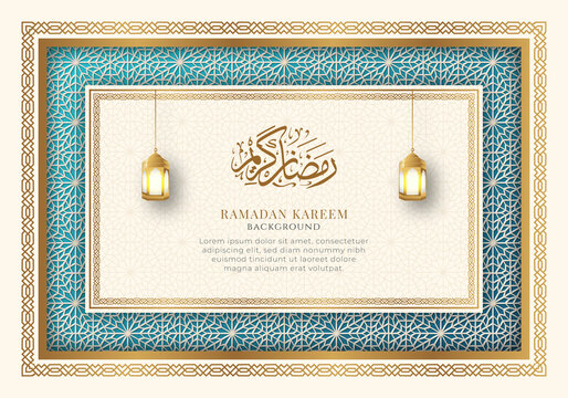 RAMADAN KAREEM Islamic Luxury Ornament Border Frame Arabesque Pattern Background