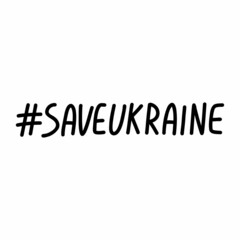 save Ukraine hashtag doodle icon, vector color line illustration