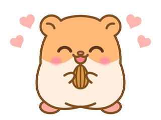 ヒマワリの種を持った笑顔のハムスター