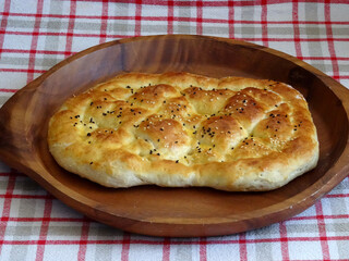 Homemade Turkish Ramadan pita bread, called 
