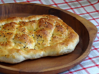 Homemade Turkish Ramadan pita bread, called 