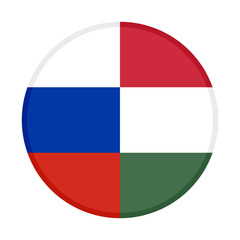 round icon with russia and hungary flags. vector illustration isolated on white background