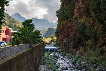 Fototapeta na wymiar Water channel in Sao Vincente Madeira, Portugal.