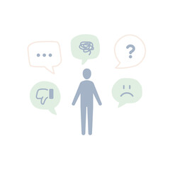 Negative feedback, idea, human thinking illustration