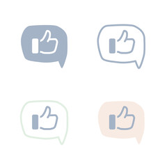 Like speech bubble icons set, thumb up