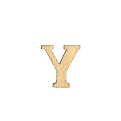 Wooden letters of English alphabet on white background, top view.