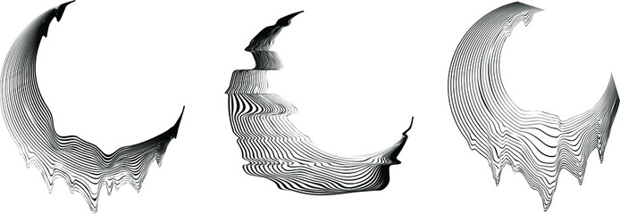 Glitch distorted geometric shape . Minimal art design . Noise destroyed moon logo . Trendy defect error shapes . Glitched frame .Broken effect .vector 
