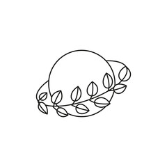 Fototapeta premium Hand drawn boho planet icon with leaves.