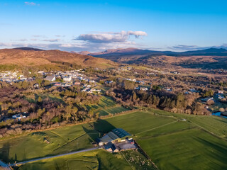 Aerial view of Glenties in County Donegal, Ireland