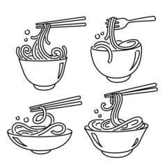 doodle noodles in a bowl with chopsticks