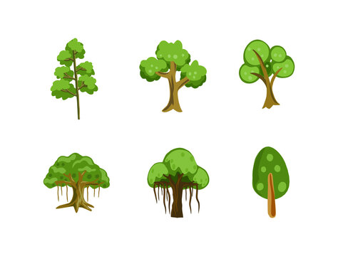 tree collections with cartoon style