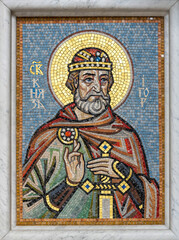 Fototapeta na wymiar Mosaic icon of the Holy Prince Igor of Kiev and Chernigov