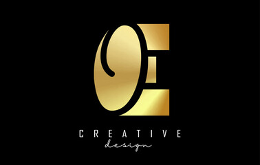 Golden Letters EO Logo with a minimalist design. Letters E and O with geometric and handwritten typography.