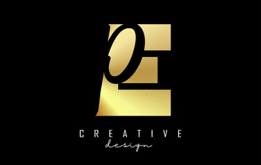 Fototapeta premium Golden Letters EP Logo with a minimalist design. Letters E and P with geometric and handwritten typography.