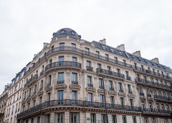 Facade of beautiful Buildings in Paris, France
