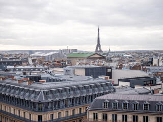 Rooftops of Paris, France on a cloudy day