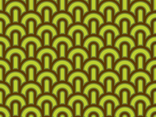 Geometric Mushroom Shaped Circles and Lines on Green Background - Seamless Vector Pattern - Easy to Color Edit