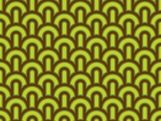 Geometric Mushroom Shaped Circles and Lines on Green Background - Seamless Vector Pattern - Easy to Color Edit
