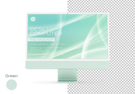 Desktop Computer Mockup Isolated on White