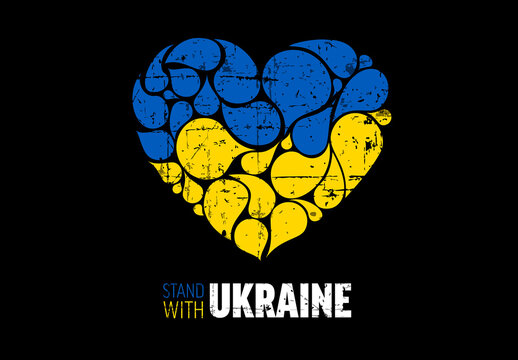 Stay with Ukraine Dark Conceptual Illustration Symbol Layout with Heart