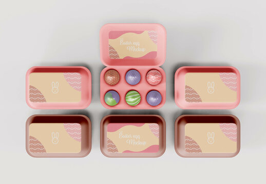 Six Boxes of Easter Eggs Mockup