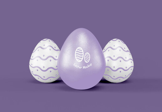 Three Chocolate Easter Eggs Mockup