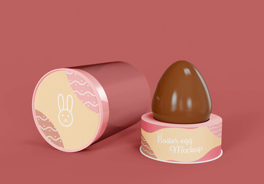 Easter Egg with Box Packaging Mockup