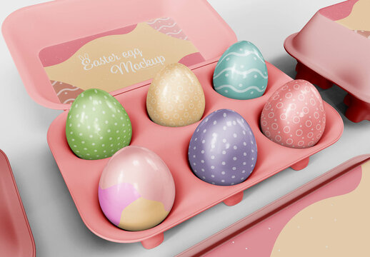 Six Chocolate Easter Eggs in Box Mockup