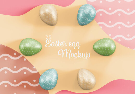 Small Easter Eggs in Box Mockup