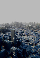 Future City - Residential District, 3d digitally rendered science fiction illustration