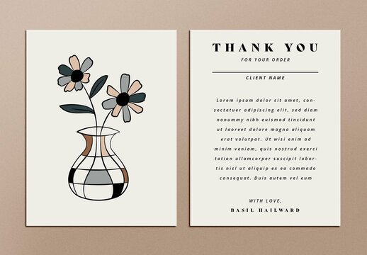 Thank You Card with Vase Illustration