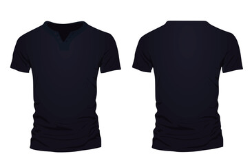 Black  v neck t shirt. vector illustration