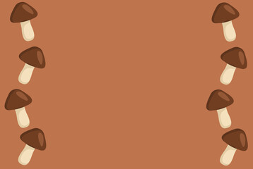 illustration of mushrooms with place for text, for printing on tablecloths, posters, banners, textiles, home goods.
