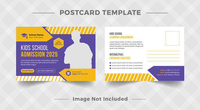 kids school post card template vector
