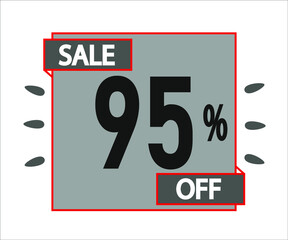 95% off purchase. Gray sticker with offer message.