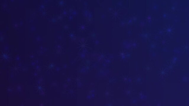 Motion graphics. Dark blue abstract background with star shaped bokeh patten