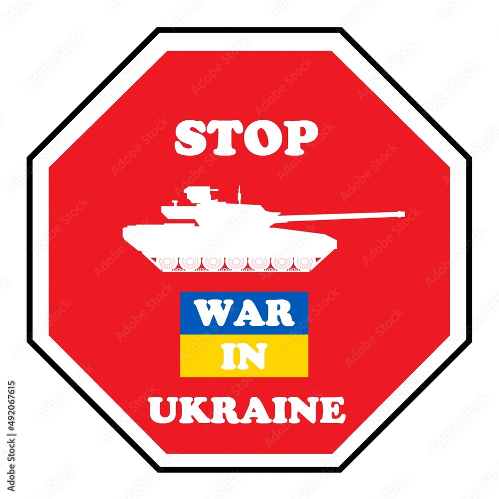 Canvas Prints Panneau stop à la guerre en Ukraine, illustration