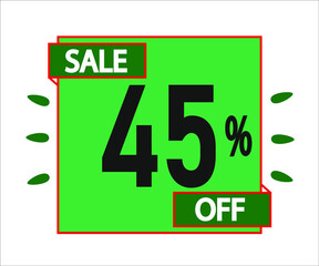 45% off purchase. Green sticker with offer message.