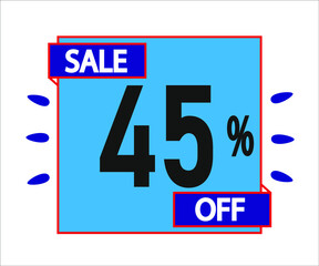 45% off purchase. Blue sticker with offer message.