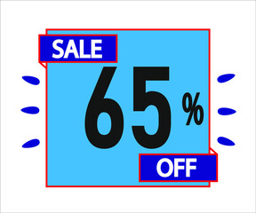 65% off purchase. Blue sticker with offer message.