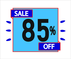 85% off purchase. Blue sticker with offer message.