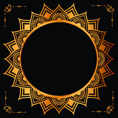 Luxury golden circle frame transparent with vintage mandala gold circular pattern