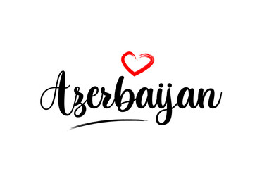 Azerbaijan country name with red love heart and black text