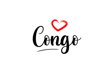 Congo country name with red love heart and black text
