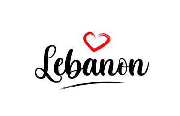 Lebanon country name with red love heart and black text