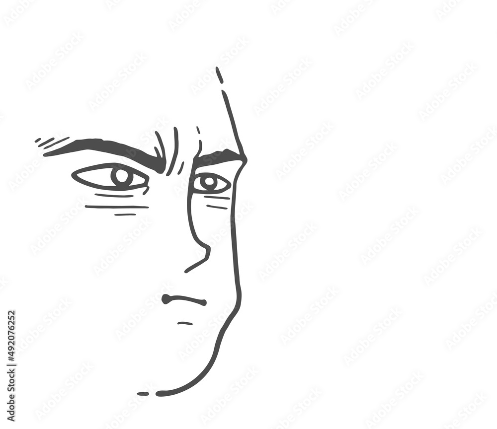 Canvas Prints face man line draw